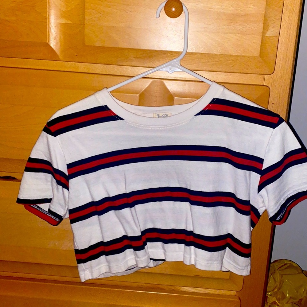 John Galt Striped Cropped Top